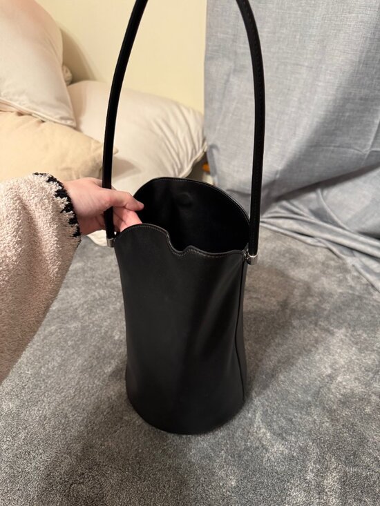 Calvin Klein Handbags - Calvin Klein Black Faux Leather Bucket Bag Silver Hardware CK